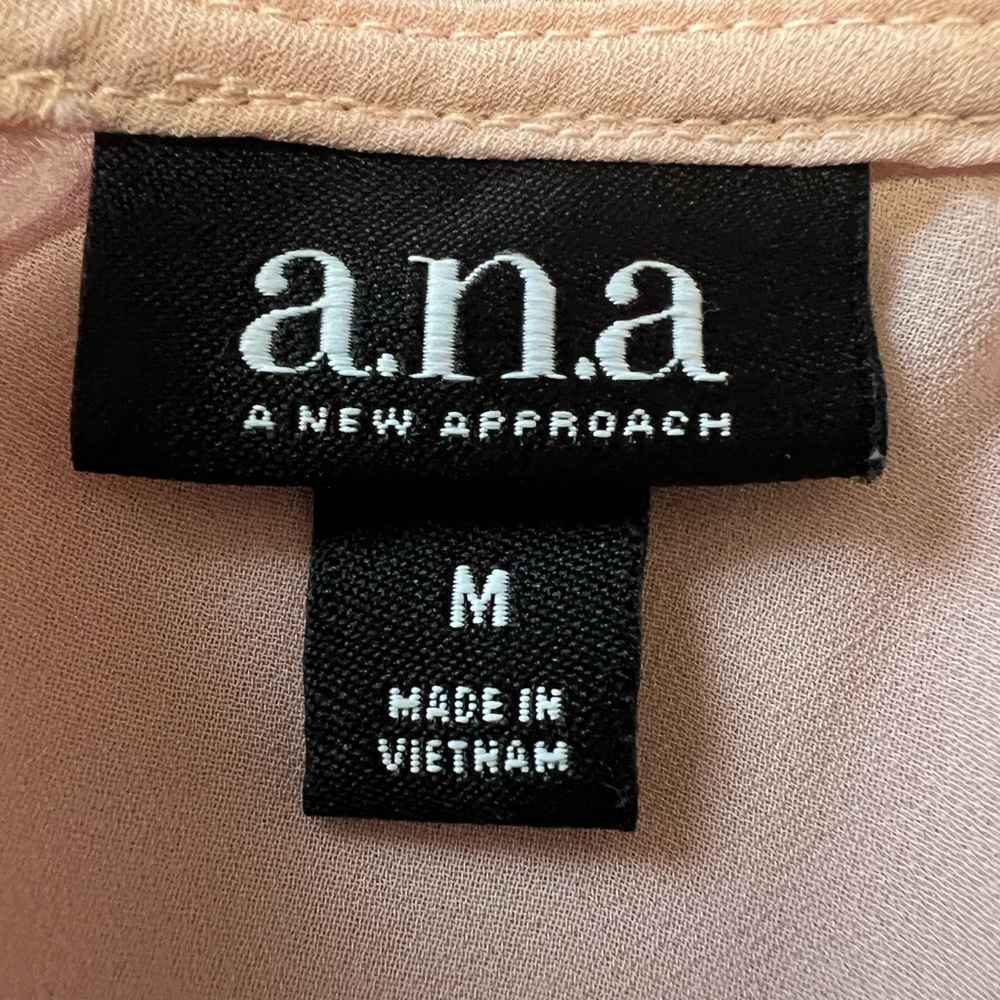 a.n.a Light Pink Ruffled Sleeveless Sheer Blouse size M women - Picture 7 of 8